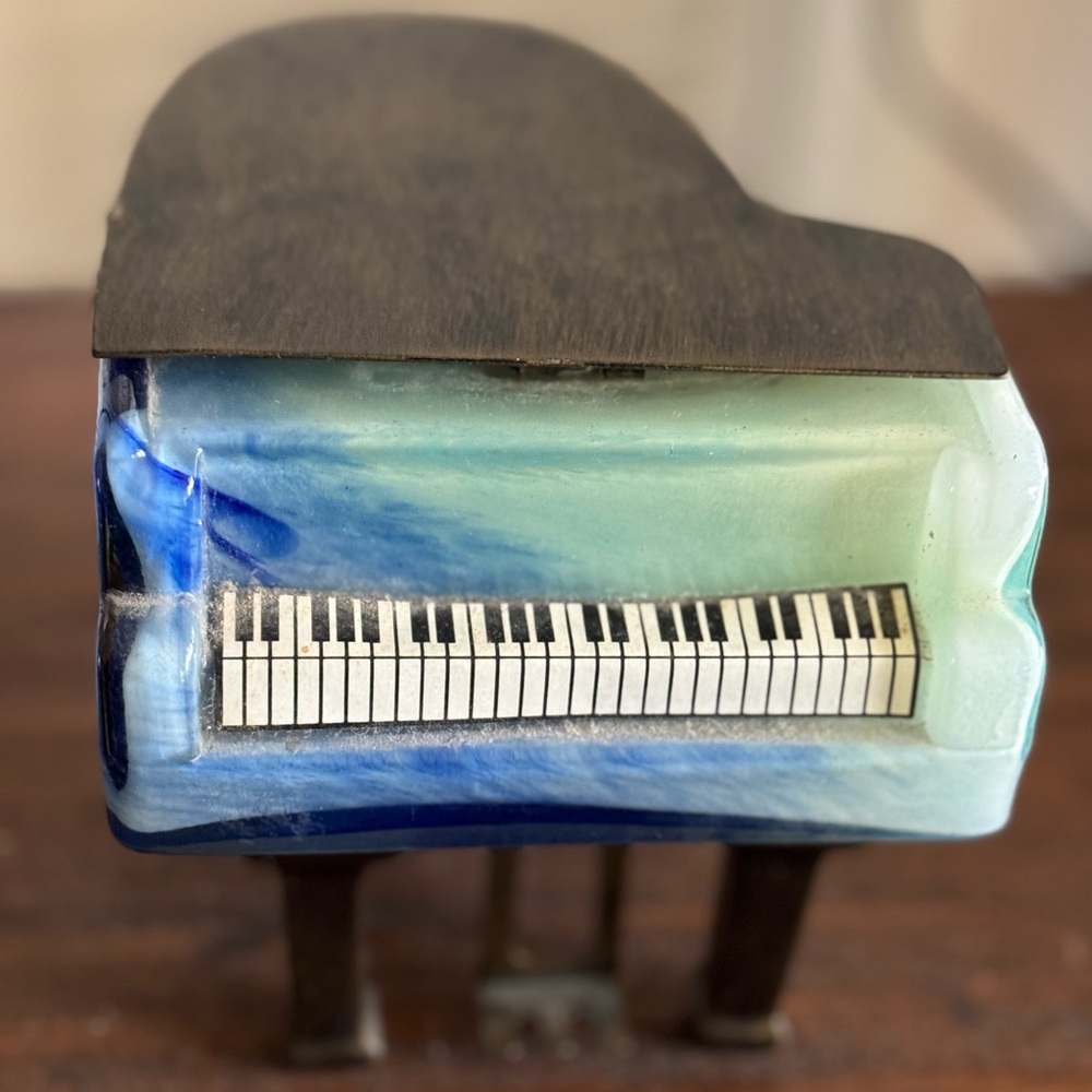 Vintage Murano Hand Blown Glass & Brushed Brass Mini Baby Grand Piano Light